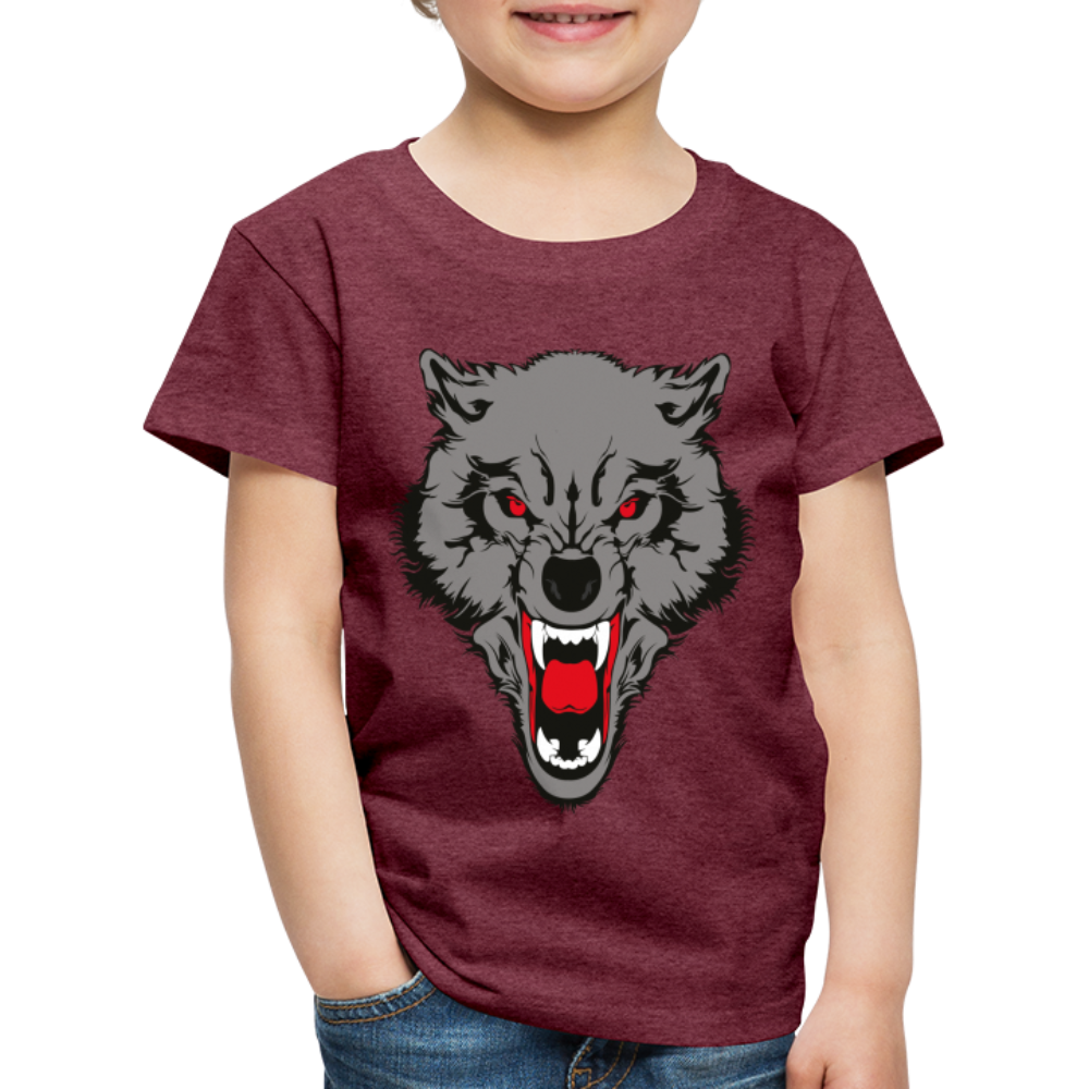 Wild Wolf T Shirt - The Elijah Collection - heather burgundy